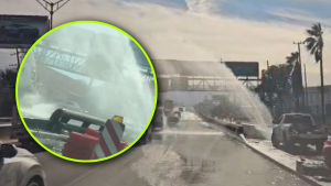 Línea 6 del metro de Samuel provoca Ruptura de tubería y mega fuga de agua en avenida Miguel Alemán en San Nicolás Minuto Cero