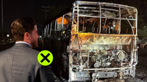 Se incendia camión de la Ruta 232 en Escobedo pero Samuel presume su 80% de avance imaginario Minuto Cero