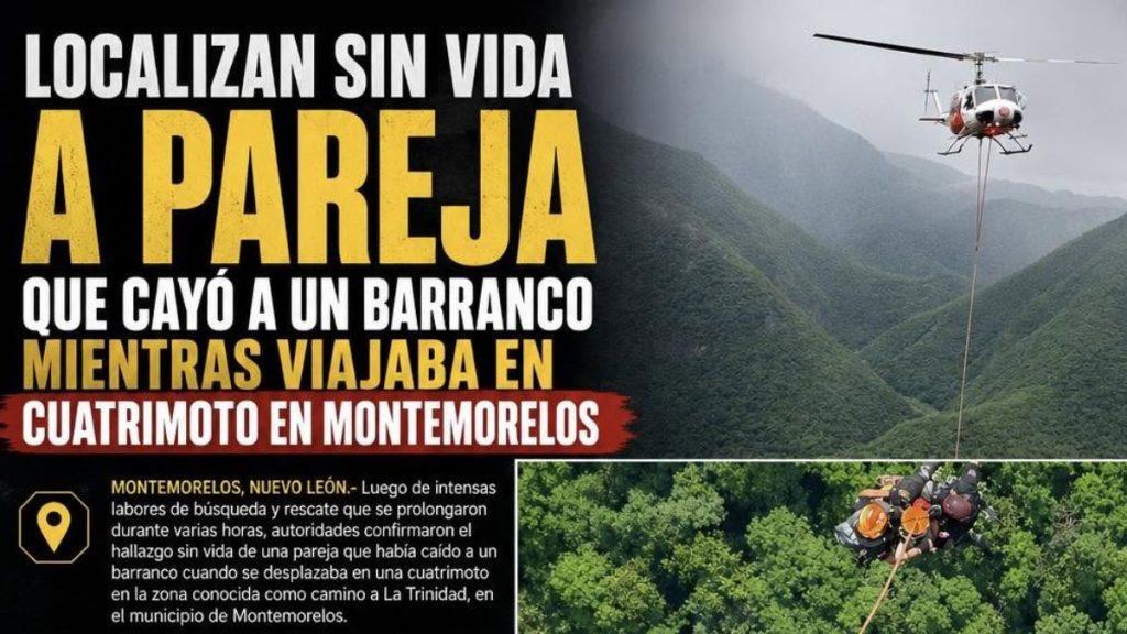 Muere pareja en barranco de Montemorelos