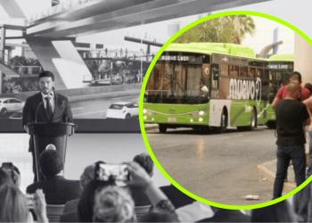 Fotografía de Samuel García y el transporte público de Nuevo León