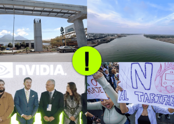 graves contradicciones de Samuel señaladas en la portada: de izquierda a derecha se tiene el metro no concluido, el proyecto Monterrey VI, Nvidia en Nuevo León y las protestas por el Tarifazo.