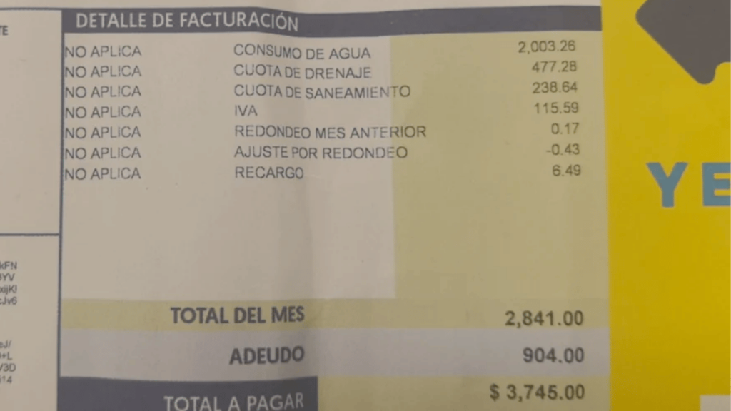 aumentos en recibo de agua de la tarifas de Agua y Drenaje - Minuto Cero