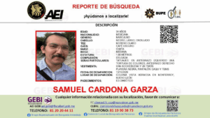 Samuel Cardona Garza desaparecido en Nuevo León - Minuto Cero